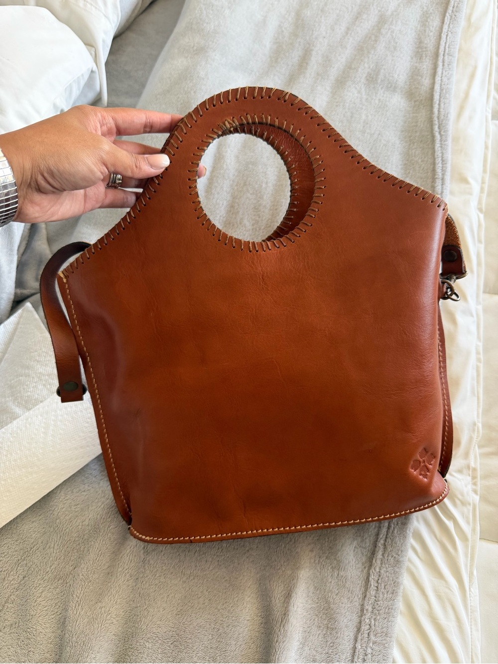 Patricia Nash Embossed Floral Leather Tote - Brown - Picture 2 of 4